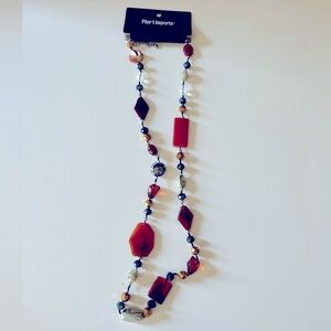 Pier 1 Red and Orange Beaded Necklace